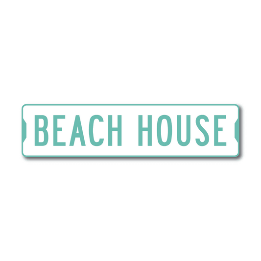 Beach House Metal Sign - 24 x 6"